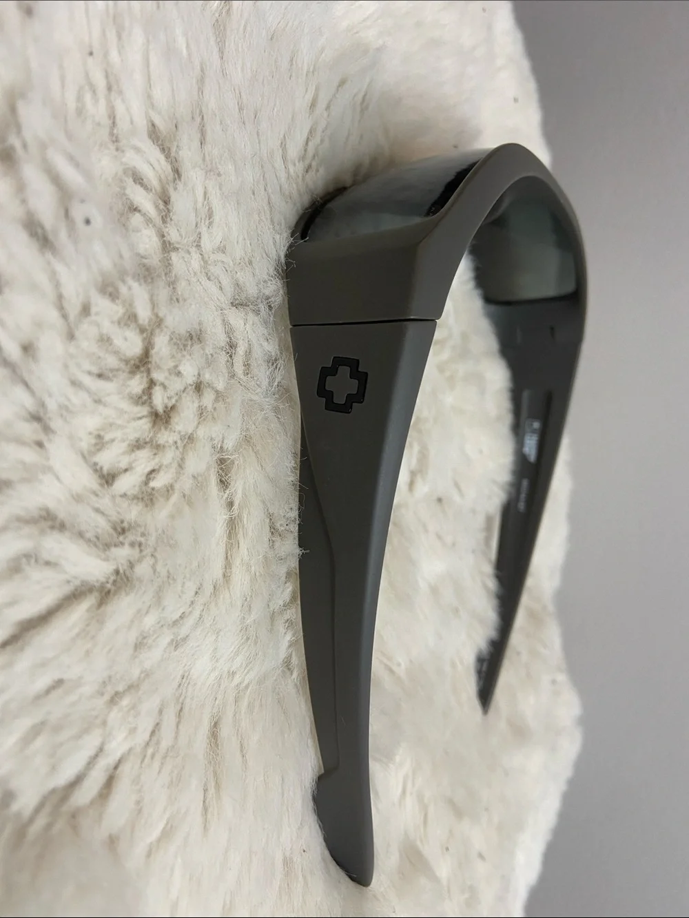SPY Matte Gray Wraparound Sunglasses with Dark Lenses